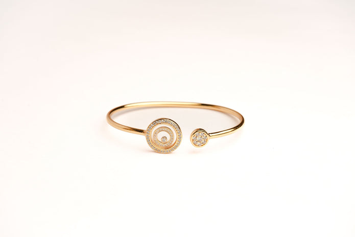 Alphabet CHPRD Gold Safety Pin CZ Bracelet | Statement Fashion Jewelry
