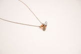 Alphabet C Safety Pin Tri Color Circles Motif Chain in Platinum with CZ | Fashion Necklace