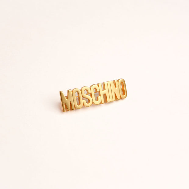 Alphabet M Signature Gold Plated Brooch | Minimalist Letter Pin Jewelry