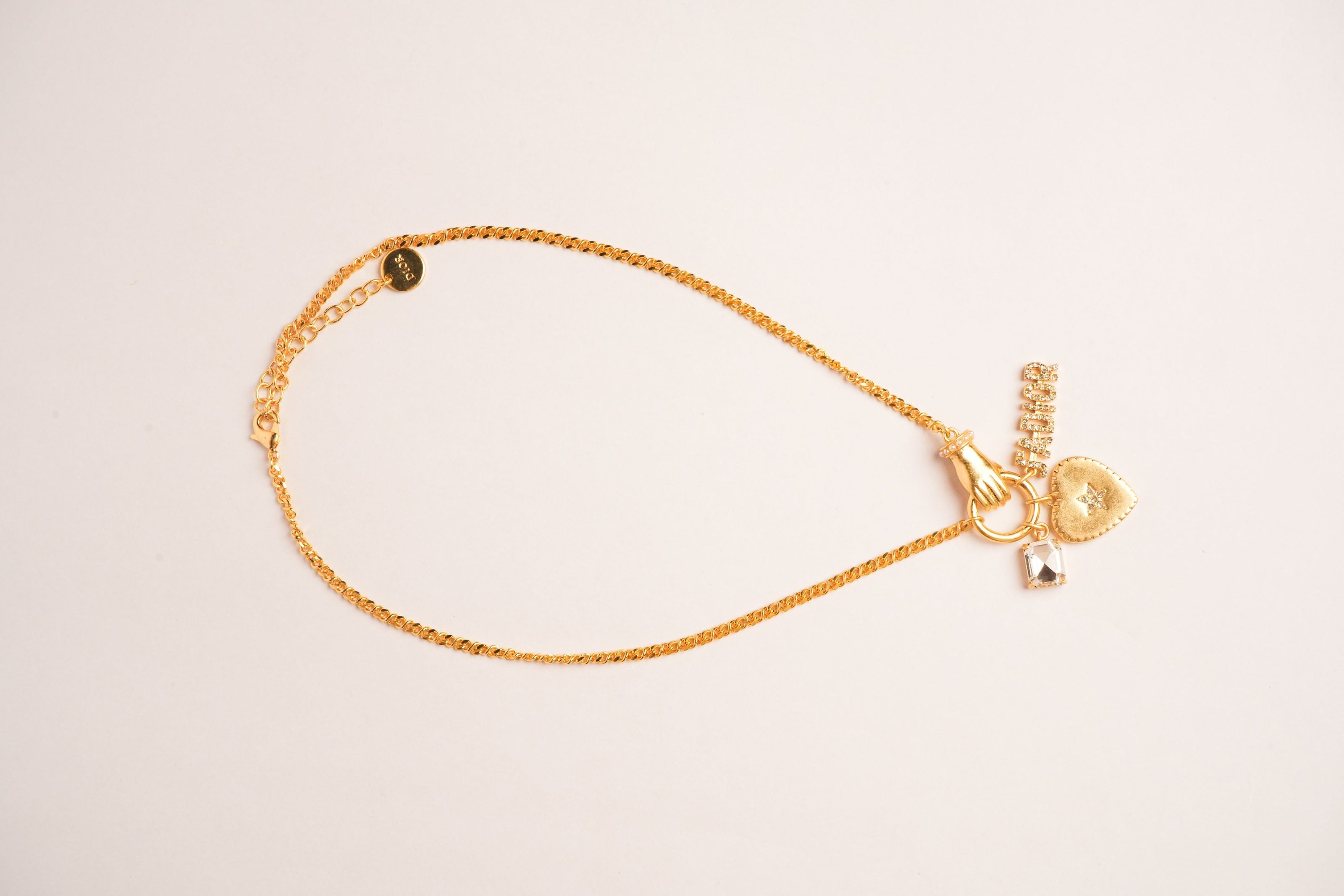 Alphabet D Matt Gold Charms Pendant Chain | Designer Fashion Necklace