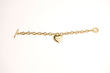 Alphabet Tiff & Co Link Chain Bracelet with Heart Motif in Gold | Love Charm Jewelry
