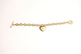 Alphabet Tiff & Co Link Chain Bracelet with Heart Motif in Gold | Love Charm Jewelry