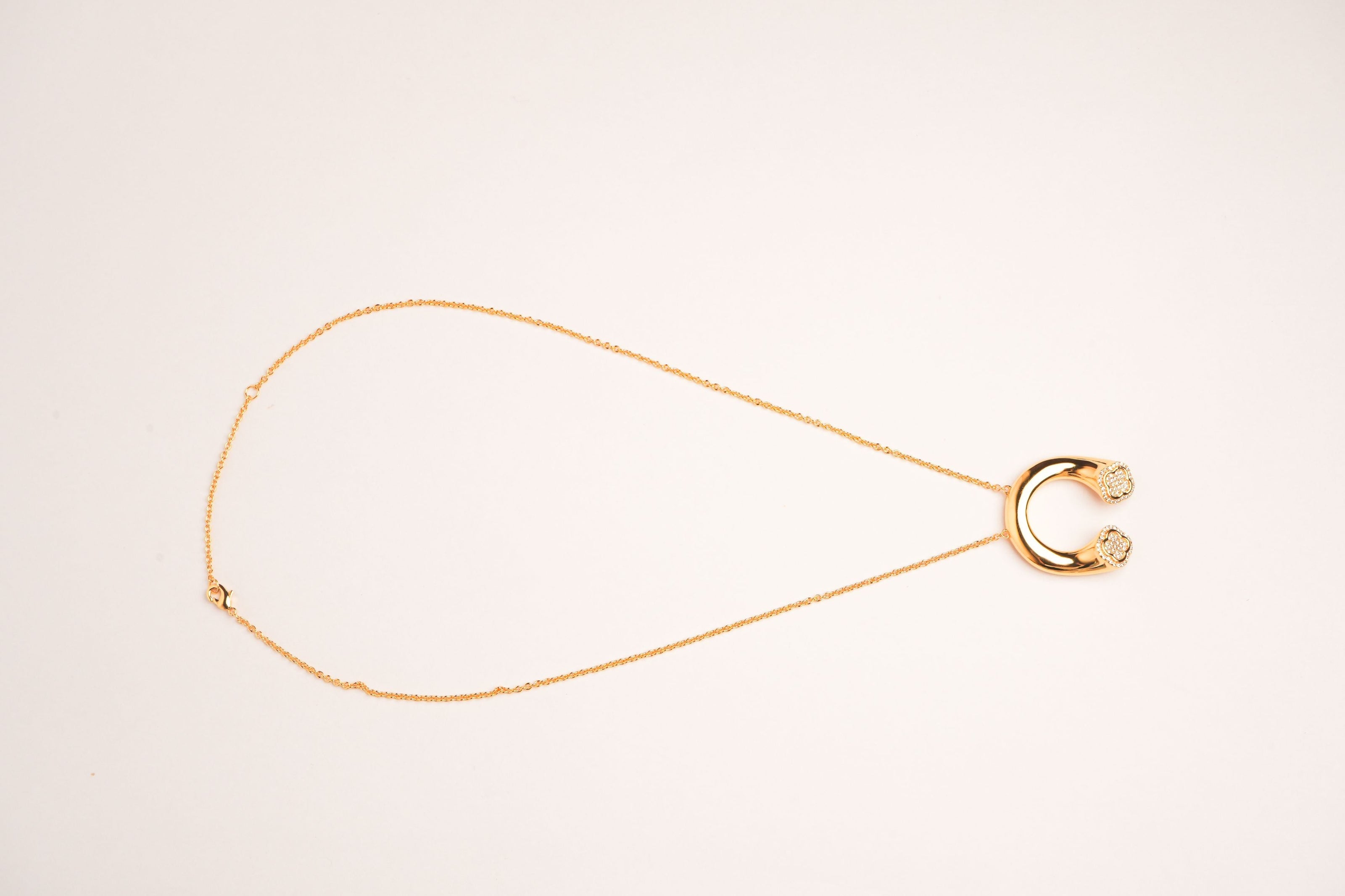Alphabet VCA Signature Clover Pendant Chain in CZ | Lucky Charm Necklace