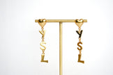 Alphabet Y S L Signature Gold Danglers with Heart | Love Fashion Earrings