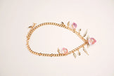 Double C Pink Drop Feather Charms Link Chain in Pale Gold | Luxury Fashion Necklace