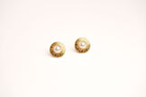 Alphabet G Pearl Round Studs in Gold Plating