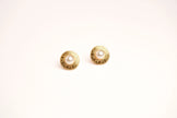 Alphabet G Pearl Round Studs in Gold Plating