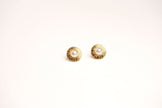 Alphabet G Pearl Round Studs in Gold Plating