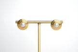 Alphabet G Pearl Round Studs in Gold Plating
