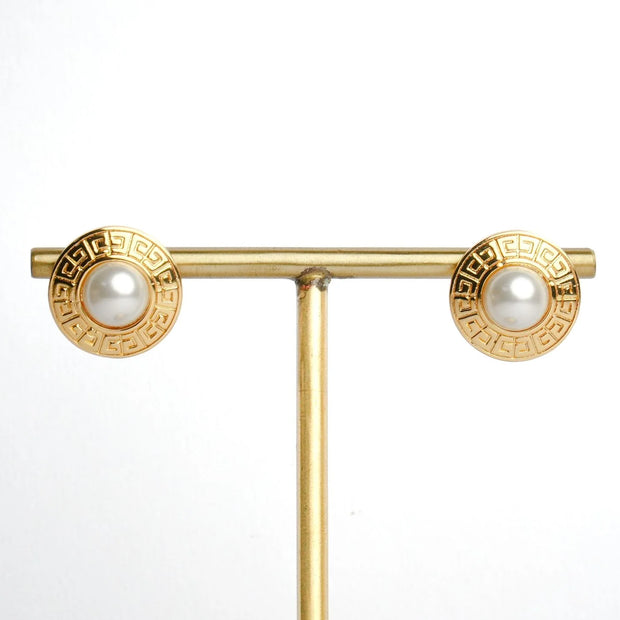 Alphabet G Pearl Round Studs in Gold Plating