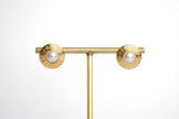 Alphabet G Pearl Round Studs in Gold Plating