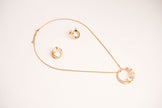 Alphabet BVL White MOP CZ Pendant Set with Gold Chain | Designer Jewelry Set