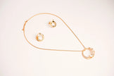 Alphabet BVL White MOP CZ Pendant Set with Gold Chain | Designer Jewelry Set