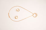 Alphabet BVL White MOP CZ Pendant Set with Gold Chain | Designer Jewelry Set