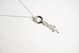 Alphabet C Panther Chain Set in Platinum with Black Circle Green Drops | Luxury Jewelry Set