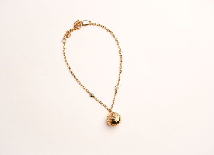 Alphabet L V Round Ball CZ Charm Bracelet | Designer Inspired Fashion Jewelry