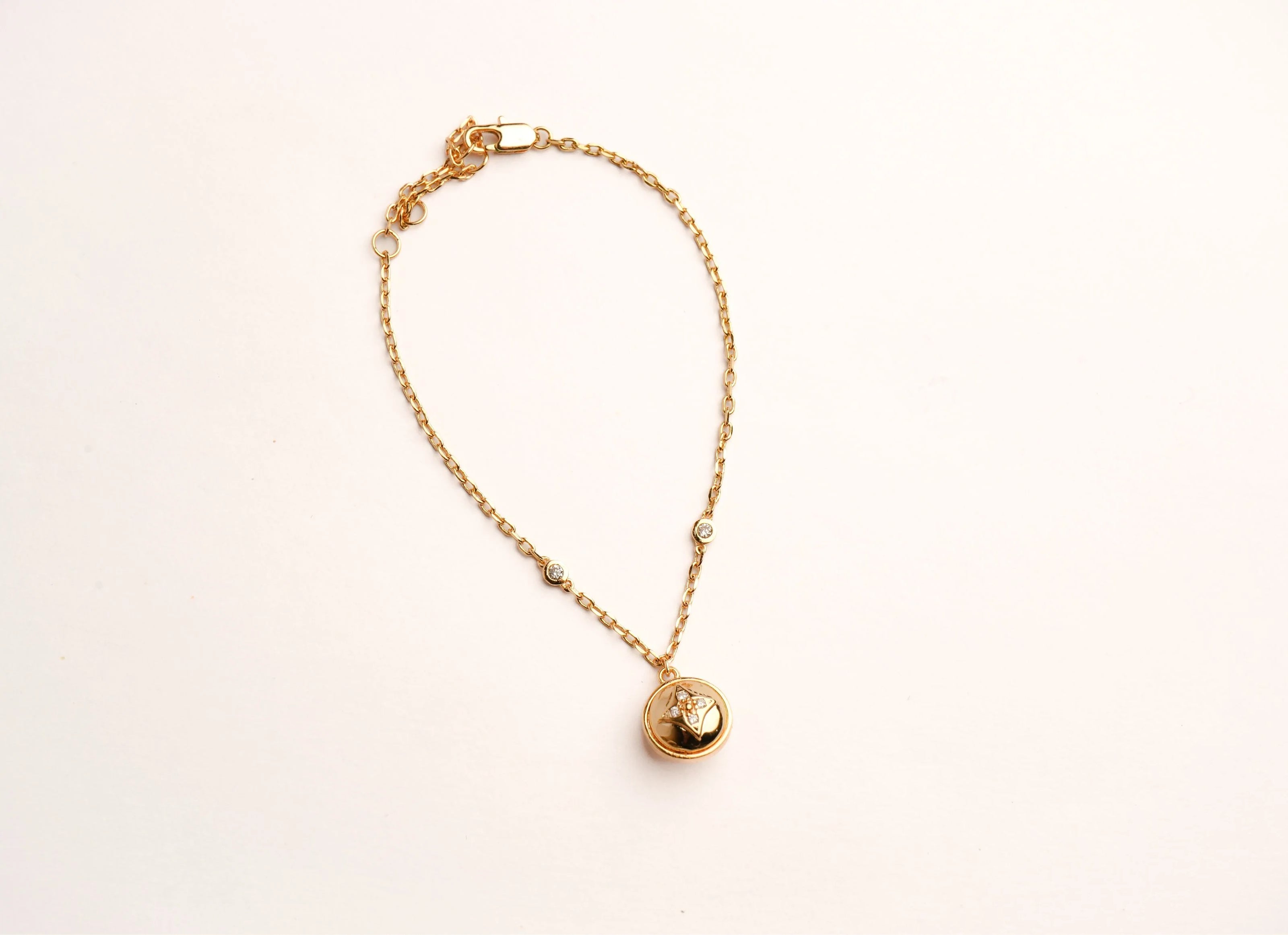 Alphabet L V Round Ball CZ Charm Bracelet | Designer Inspired Fashion Jewelry