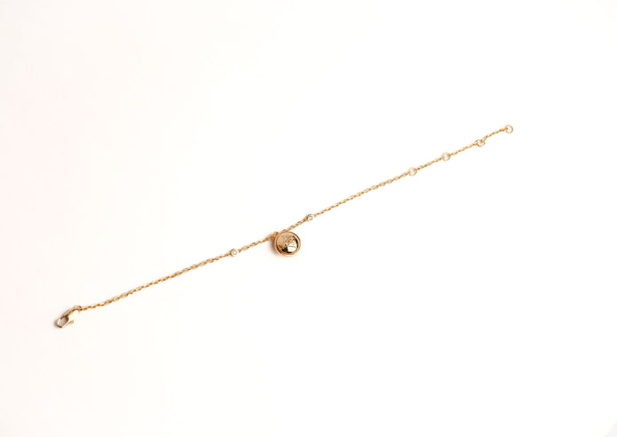 Alphabet L V Round Ball CZ Charm Bracelet | Designer Inspired Fashion Jewelry