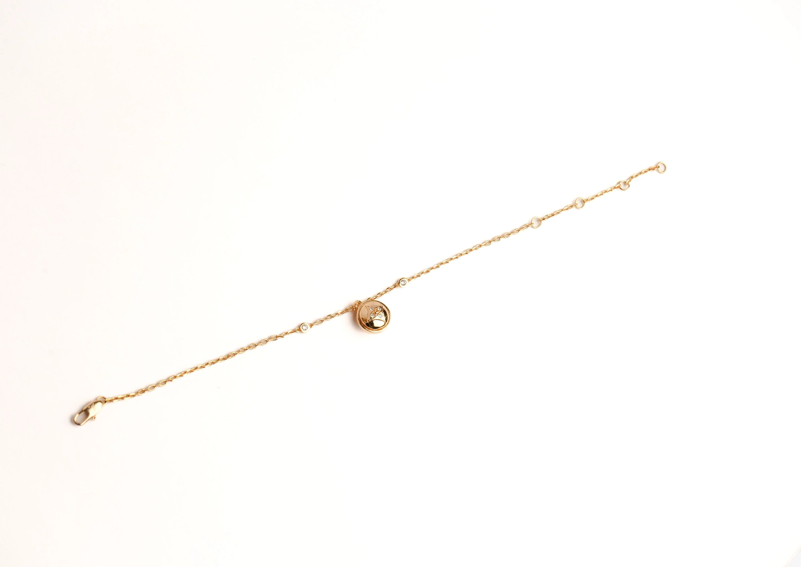 Alphabet L V Round Ball CZ Charm Bracelet | Designer Inspired Fashion Jewelry