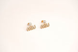Alphabet M Studs with Pearl and CZ | Elegant Fashion Earrings