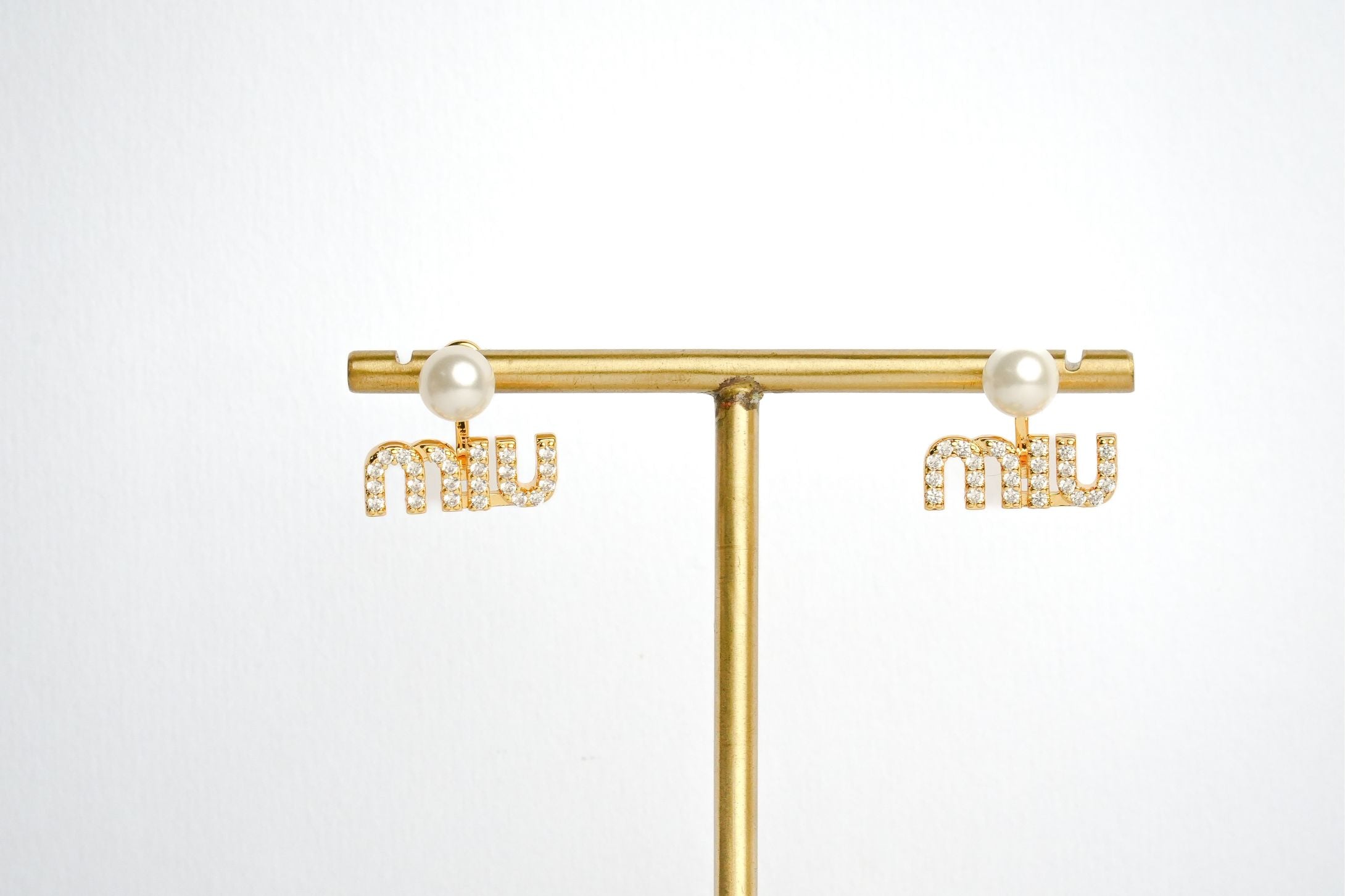 Alphabet M Studs with Pearl and CZ | Elegant Fashion Earrings