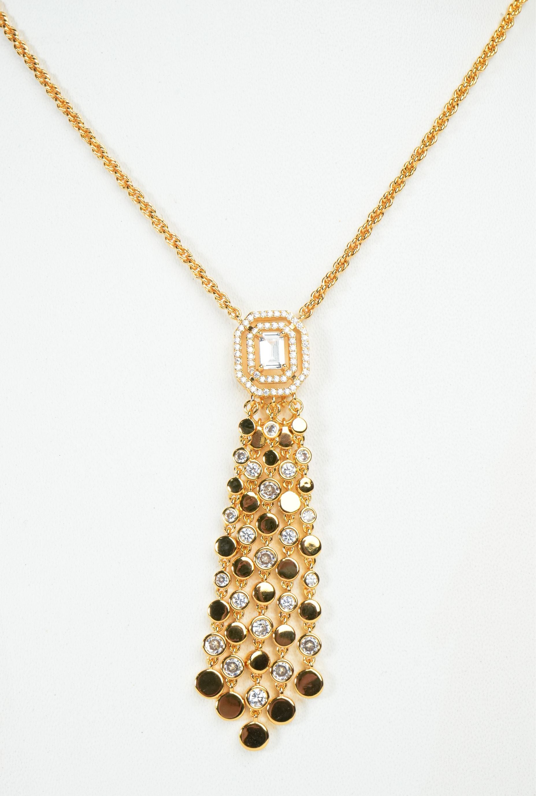 Alphabet MSSK Signature Pendant Set with Diamond in Gold Plating | Luxury Necklace Set