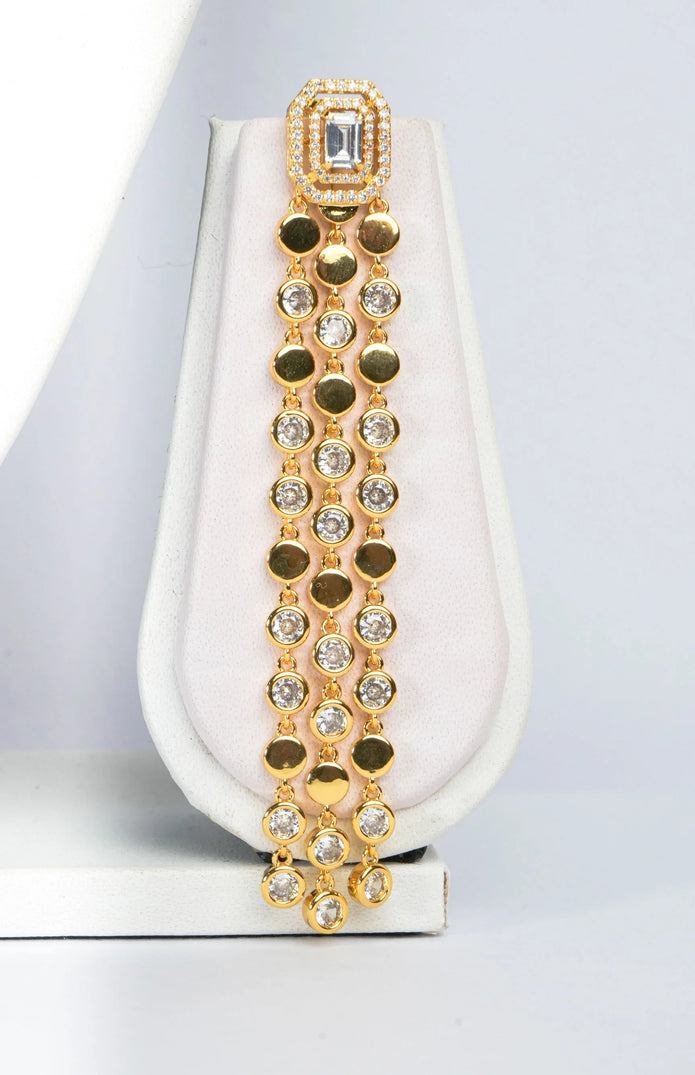 Alphabet MSSK Signature Pendant Set with Diamond in Gold Plating | Luxury Necklace Set
