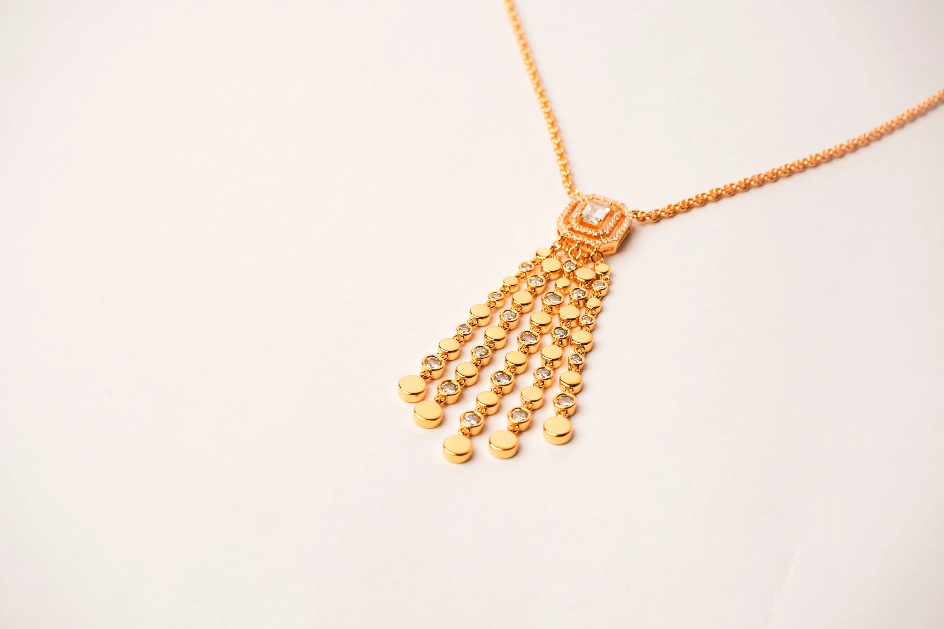 Alphabet MSSK Signature Pendant Set with Diamond in Gold Plating | Luxury Necklace Set