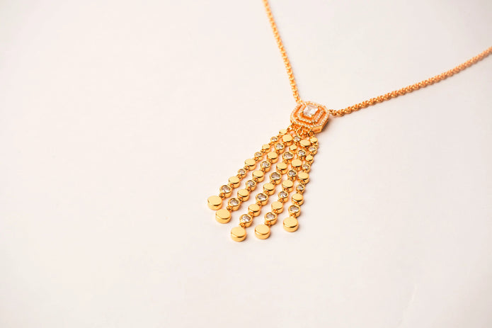 Alphabet MSSK Signature Pendant Set with Diamond in Gold Plating | Luxury Necklace Set