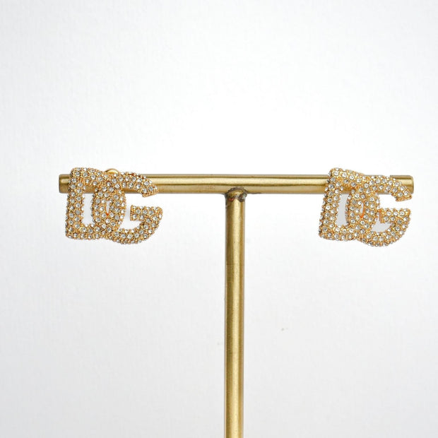 Alphabet DG CZ Studs in Gold Plating | Sparkly Fashion Earrings