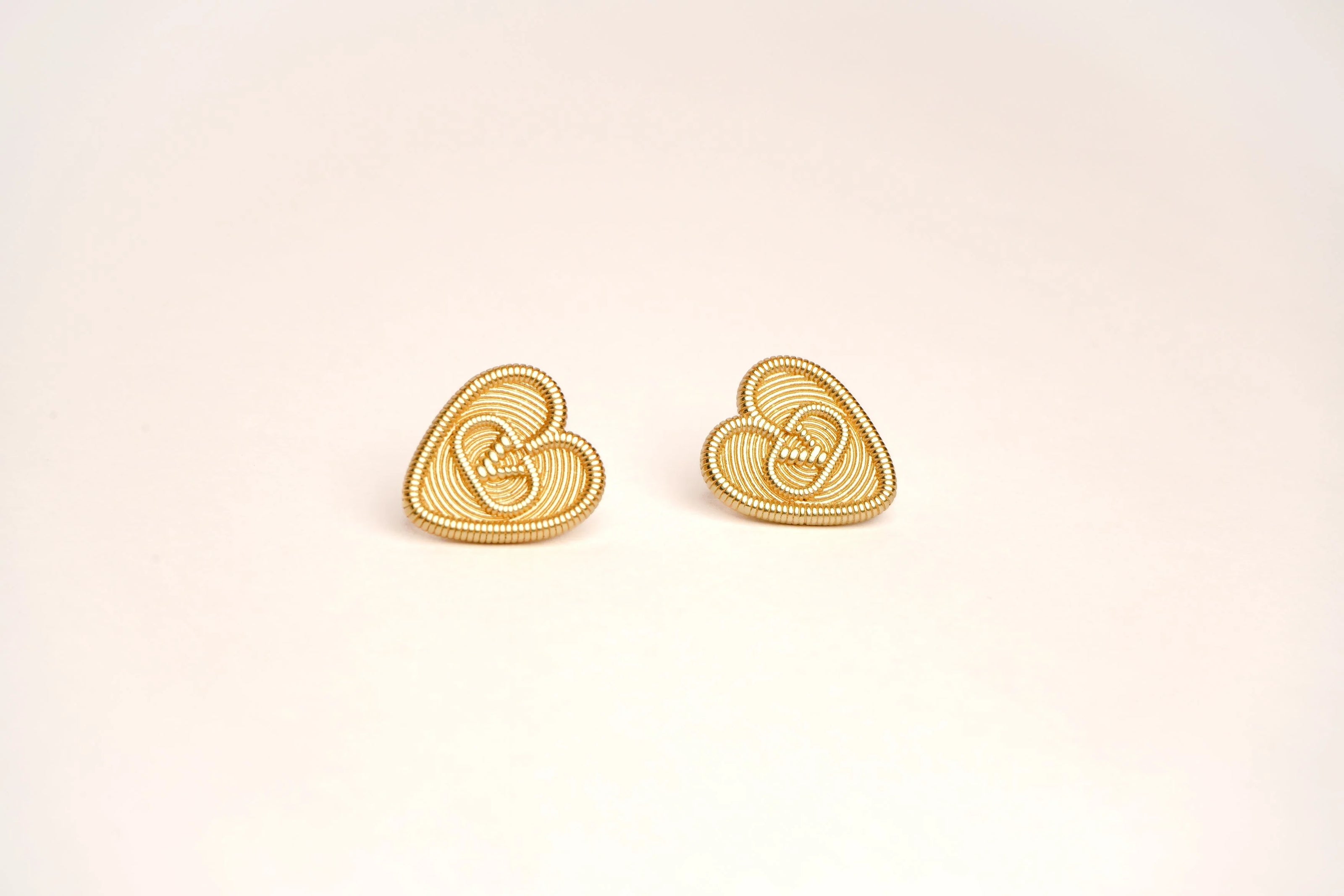 Alphabet V Gold Heart Studs in Matt Finish | Love Fashion Earrings