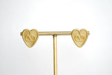 Alphabet V Gold Heart Studs in Matt Finish | Love Fashion Earrings