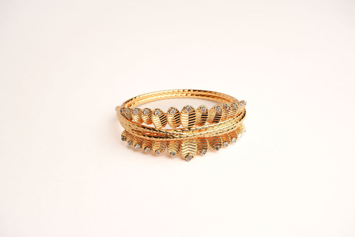 Alphabet C Latest Edition Leaf Pattern Bracelet in Gold Plating | Premium Fashion