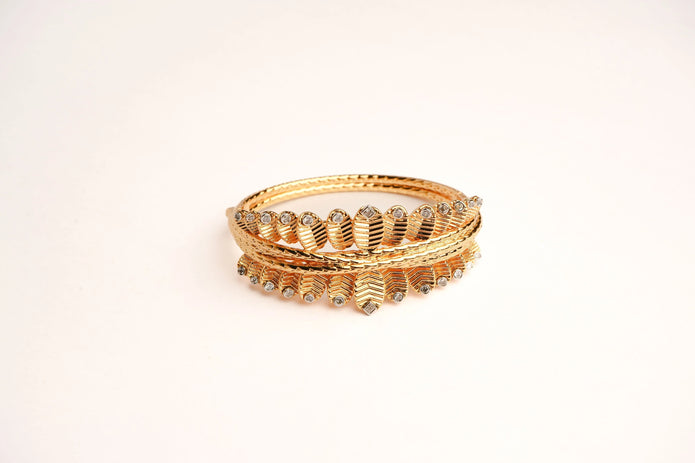Alphabet C Latest Edition Leaf Pattern Bracelet in Gold Plating | Premium Fashion