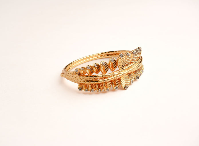 Alphabet C Latest Edition Leaf Pattern Bracelet in Gold Plating | Premium Fashion