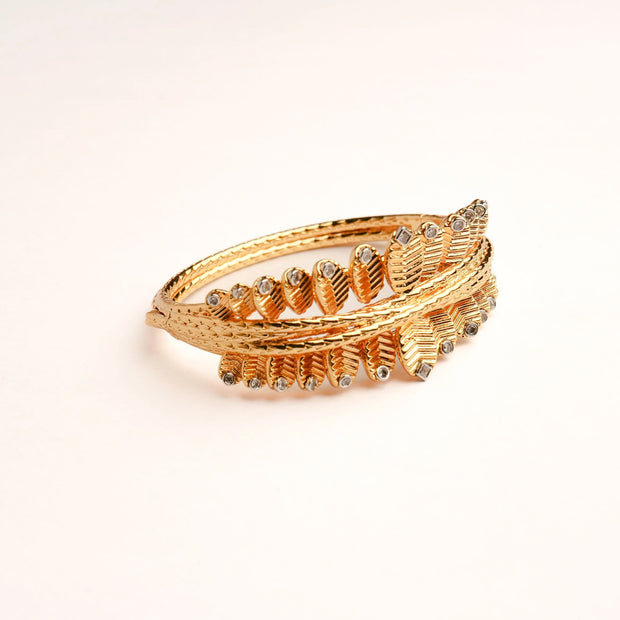 Alphabet C Latest Edition Leaf Pattern Bracelet in Gold Plating | Premium Fashion