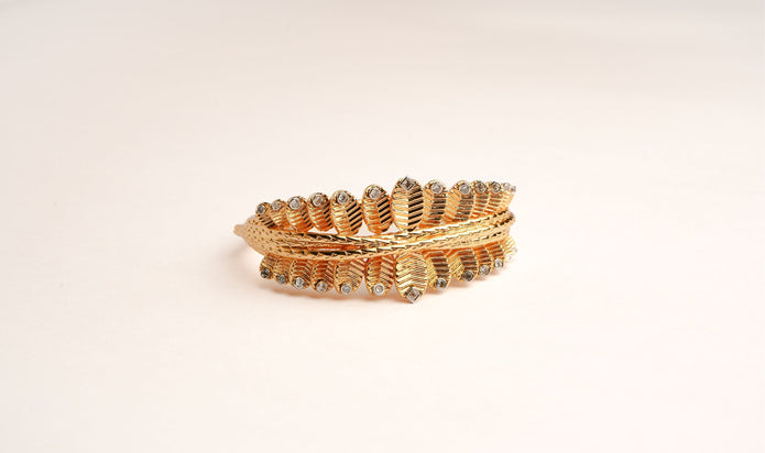Alphabet C Latest Edition Leaf Pattern Bracelet in Gold Plating | Premium Fashion