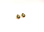 Double C Green Drop Studs in Matt Gold | Trendy Fashion Earrings