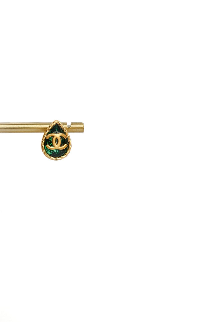 Double C Green Drop Studs in Matt Gold | Trendy Fashion Earrings