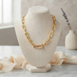 Gold Plated Pave CZ U-Link Chain Necklace