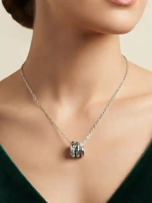Alphabet BVL Platinum Plated CZ Serpent Necklace