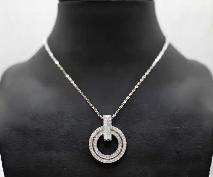 Platinum Plated CZ Alphabet Tiff & Co Pendant Necklace
