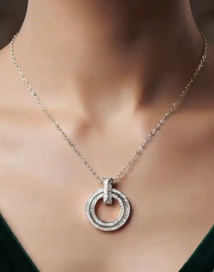 Platinum Plated CZ Alphabet Tiff & Co Pendant Necklace