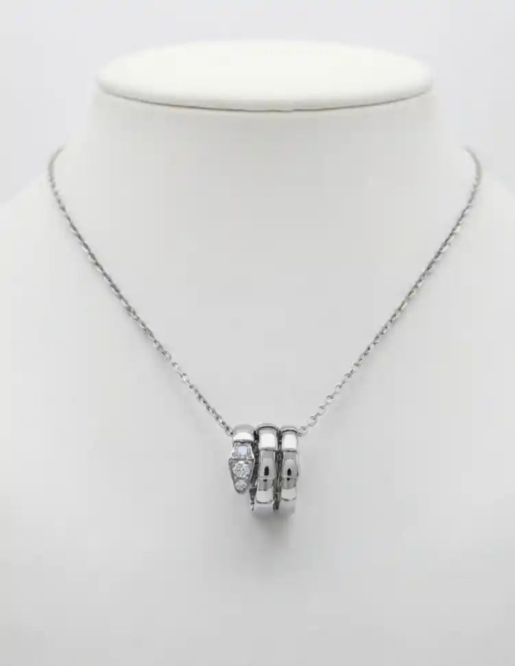 Alphabet BVL Platinum Plated CZ Serpent Necklace