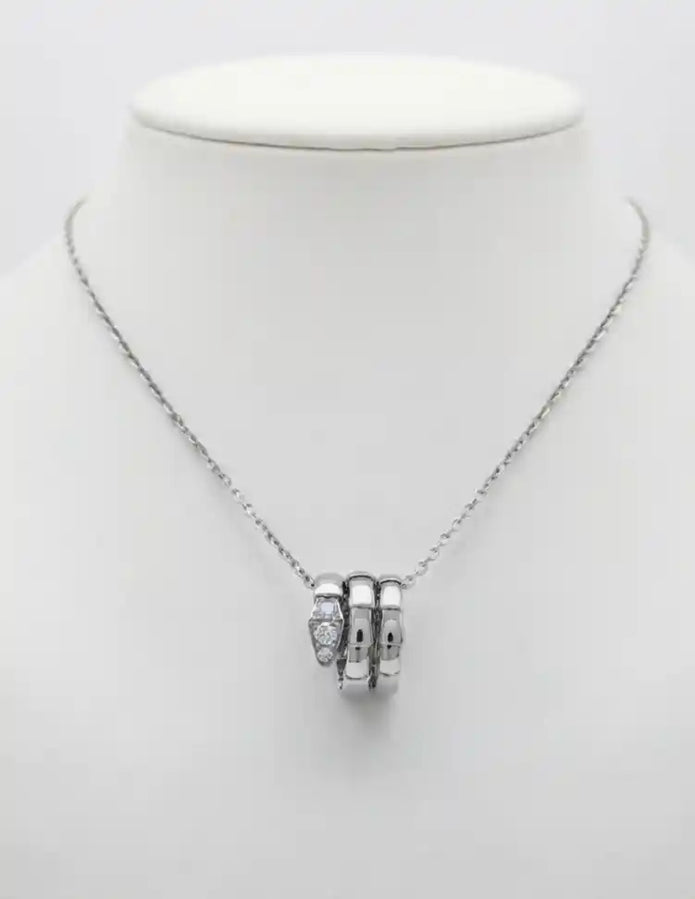 Alphabet BVL Platinum Plated CZ Serpent Necklace