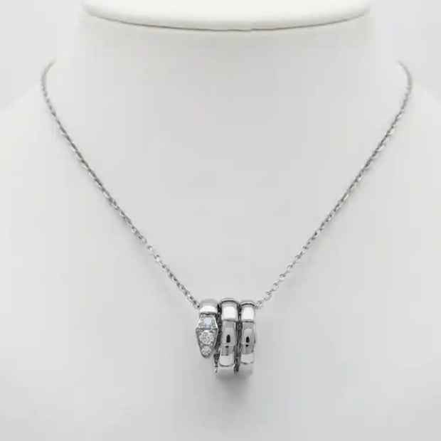 Alphabet BVL Platinum Plated CZ Serpent Necklace