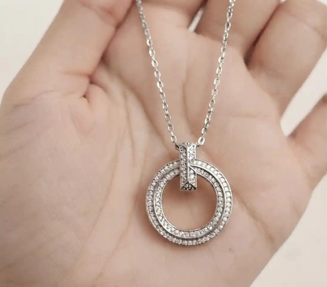 Platinum Plated CZ Alphabet Tiff & Co Pendant Necklace