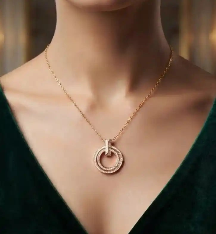 Rose Gold Plated CZ Alphabet Tiff & Co Pendant Necklace