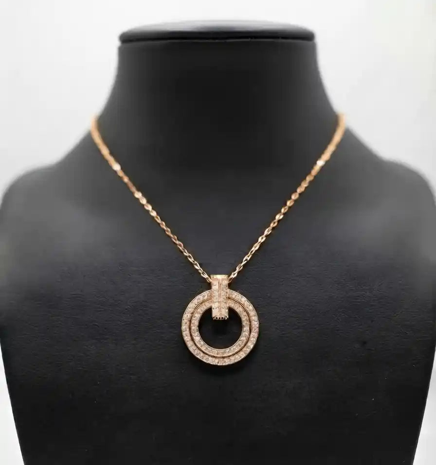 Rose Gold Plated CZ Alphabet Tiff & Co Pendant Necklace