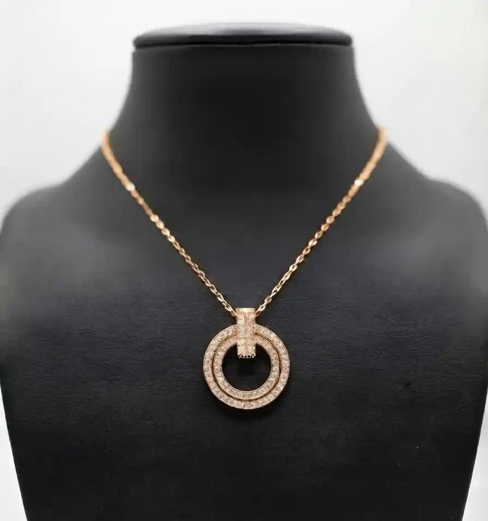 Rose Gold Plated CZ Alphabet Tiff & Co Pendant Necklace